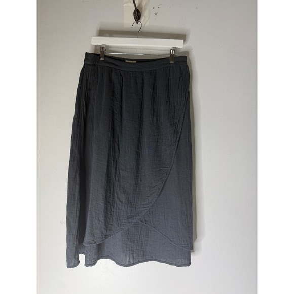 Pact Dresses & Skirts - Pact Charcoal Grey Crinkled Gauze Wrap Tulip Midi Skirt Womens Large